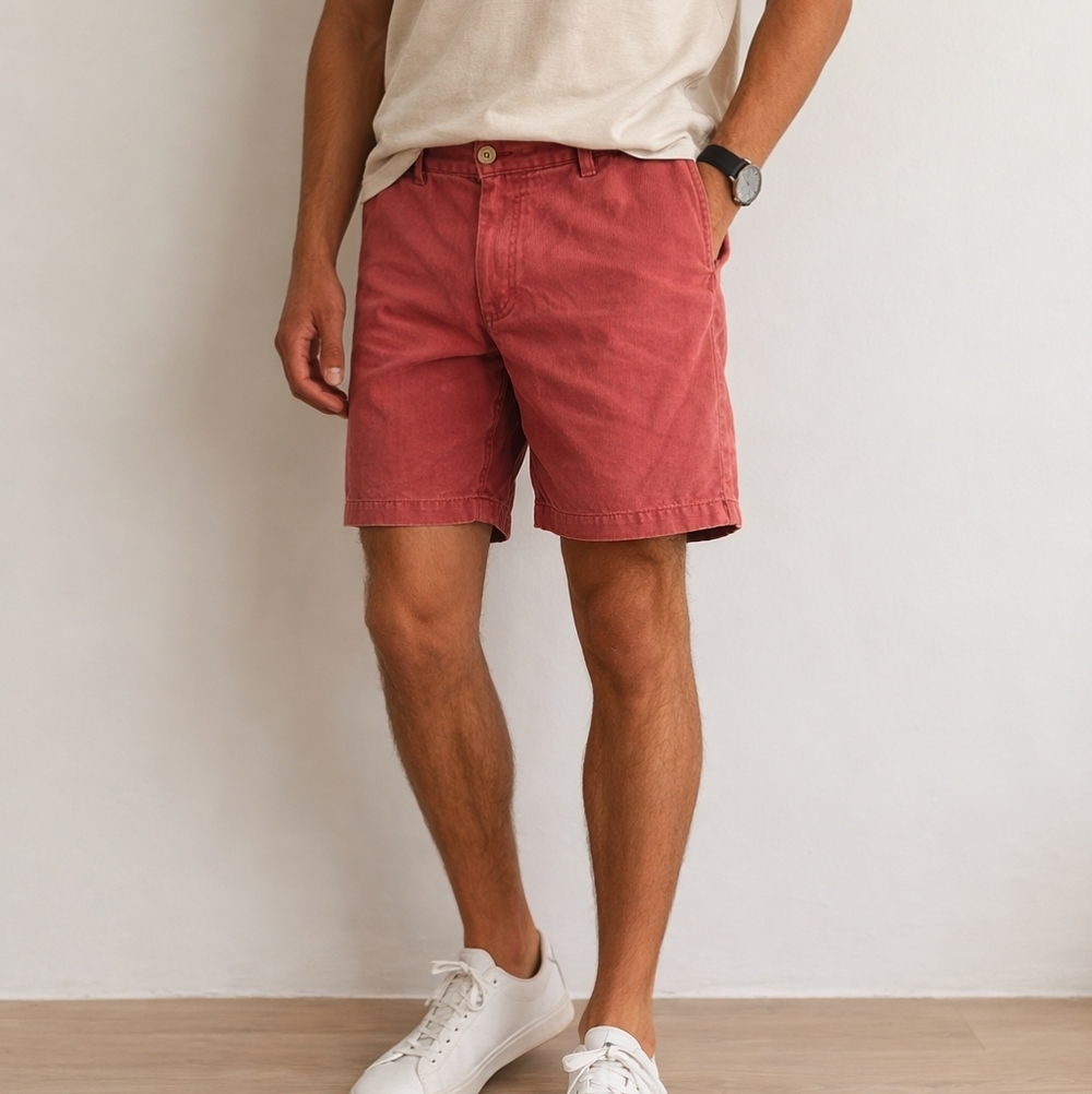 Peter Millar Salmon Red Chino Shorts Sz 35 Pima Cotton Classic Fit Made in Peru - Picture 2 of 10
